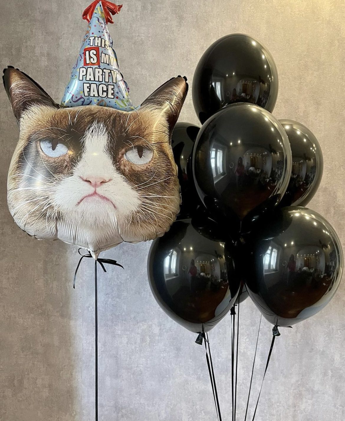 Черные шары и недовольный кот